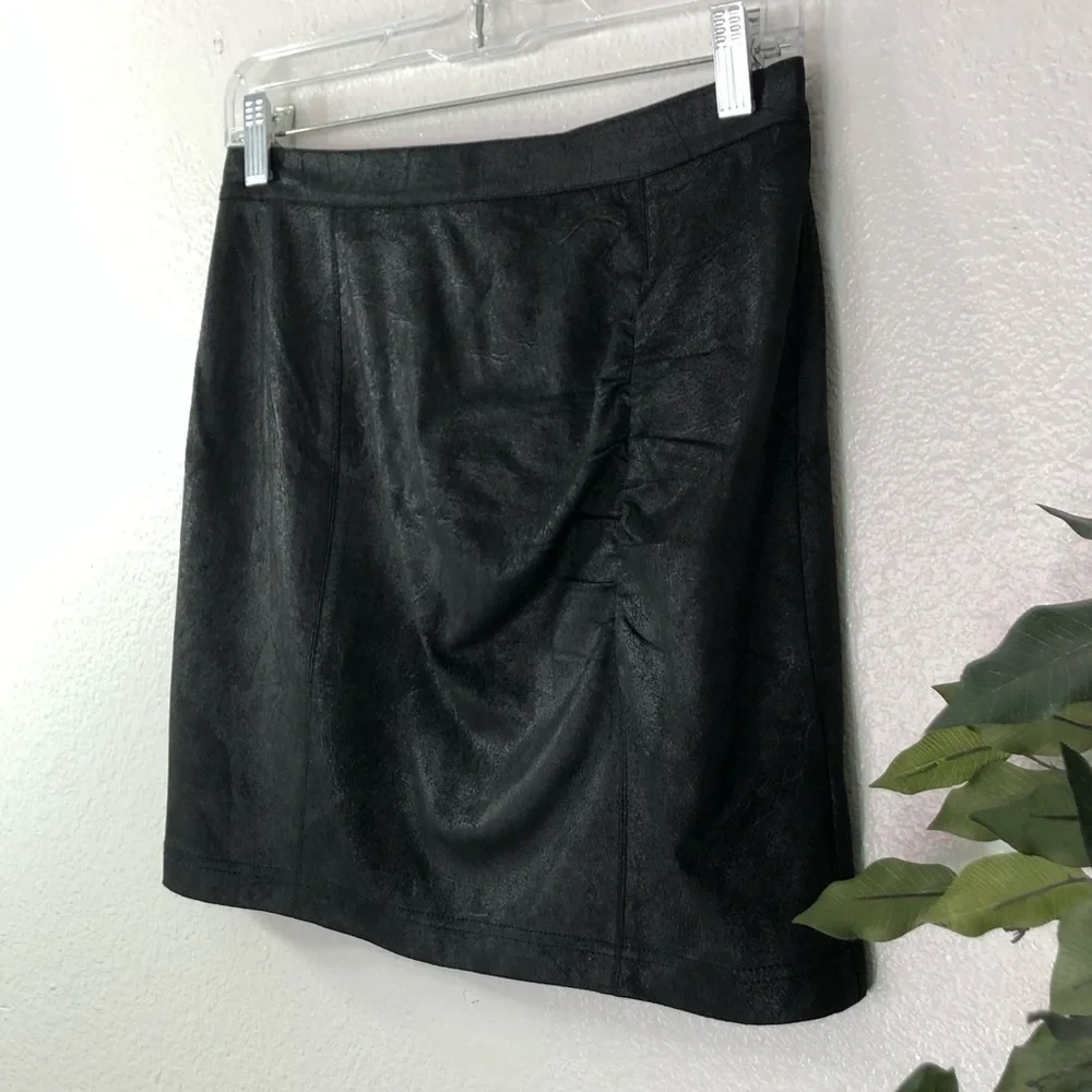 Free People Black Silky Crushed Velvet-like Skirt